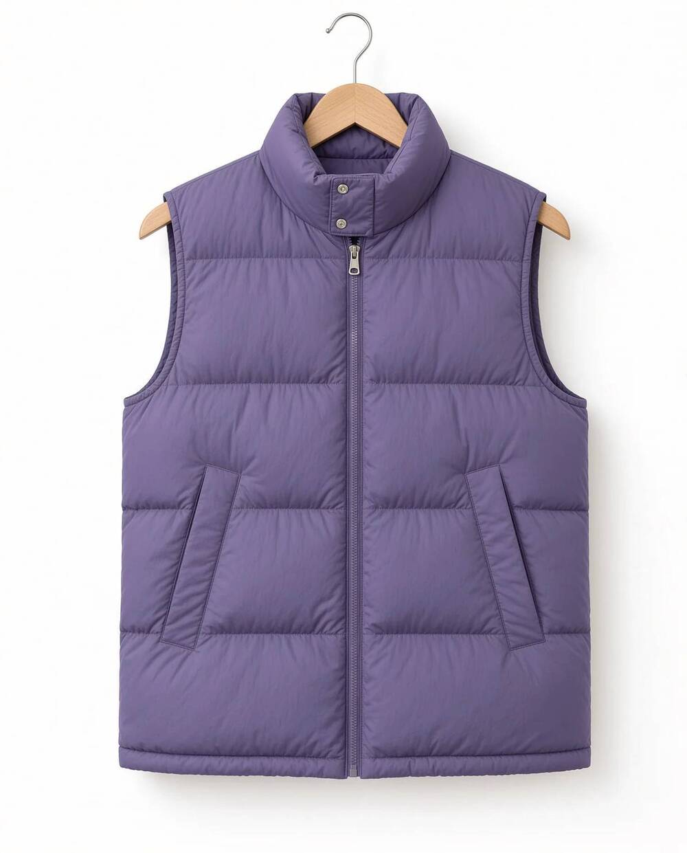 NEW ADORA women's front zip up puffy hoodie vest in lavender